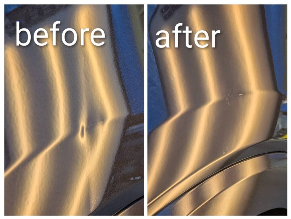 前橋市で行ったデントリペアの施工前後の比較写真